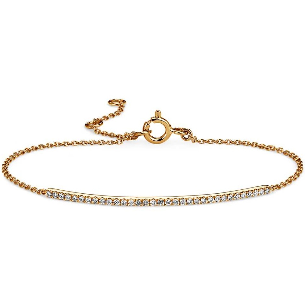 Delicate Diamond Bar Bracelet in 14k Yellow Gold